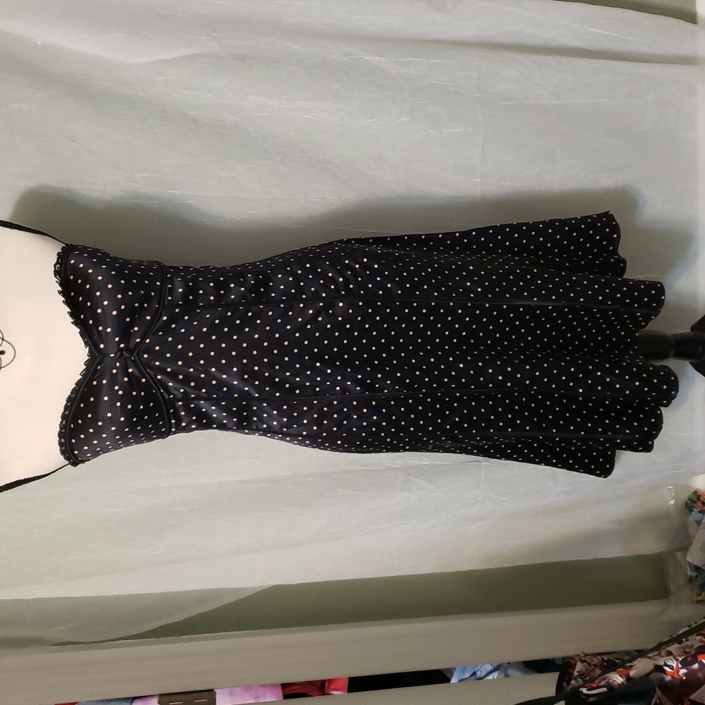 Bebe Polka Dot Strapless Dress L